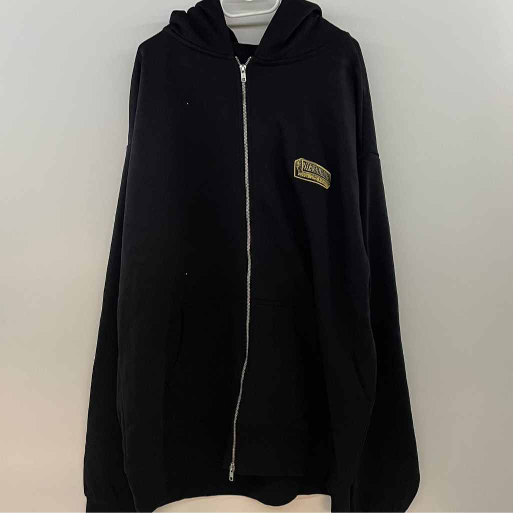 Black Zip Up Hood - Issue 50 Gold Bar Embroidered Logo M