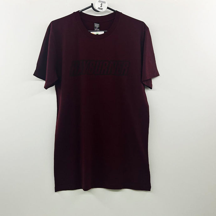 Burgundy Tee - Black Classic Hayburner Logo S