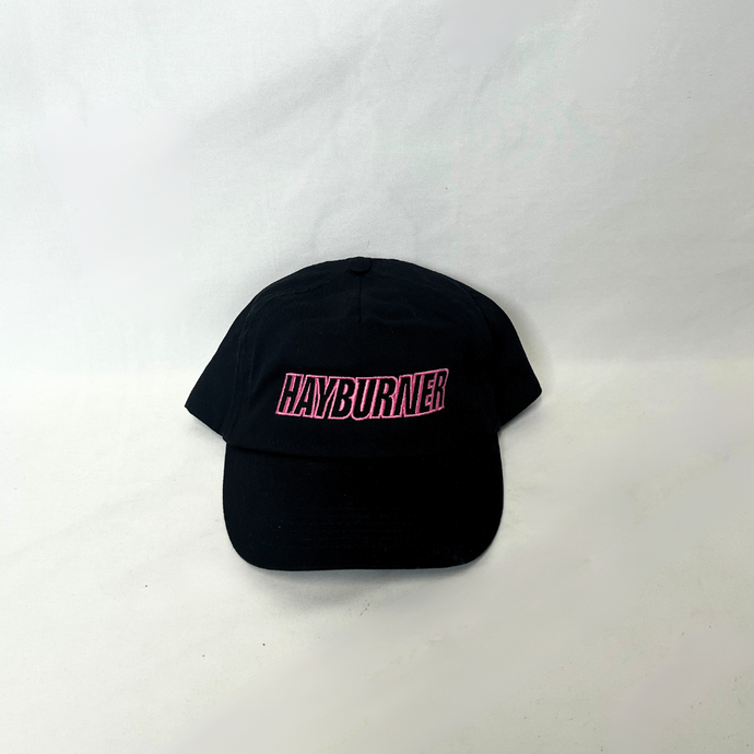 SALE - Black Cap With Pink Logo and Velcro Back