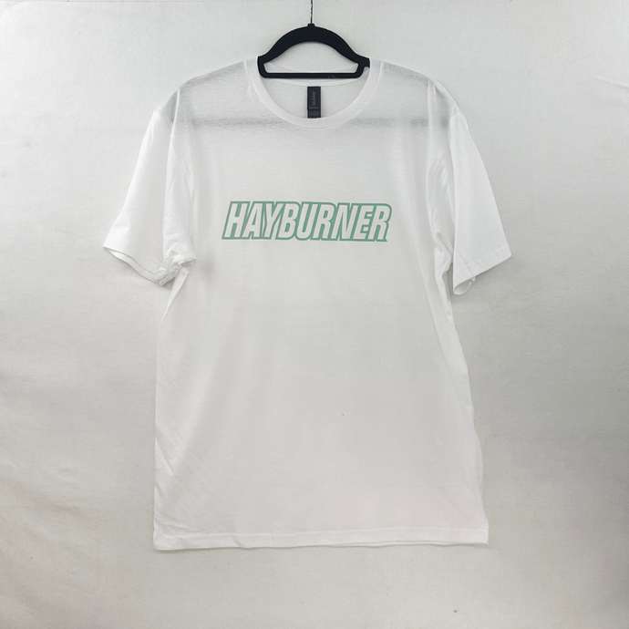 White Tee - Teal Classic Hayburner Logo S