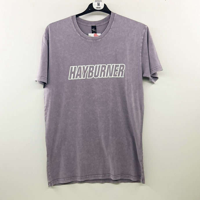 Purple Washed Out Tee - White Classic Hayburner Logo M