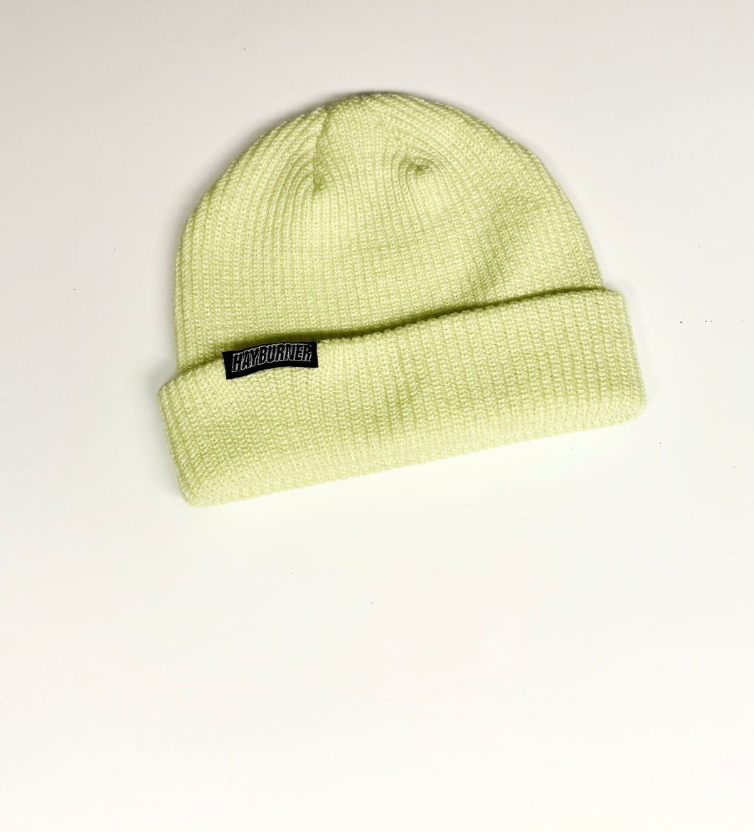 NEW Lime fisherman style wide knit beanie