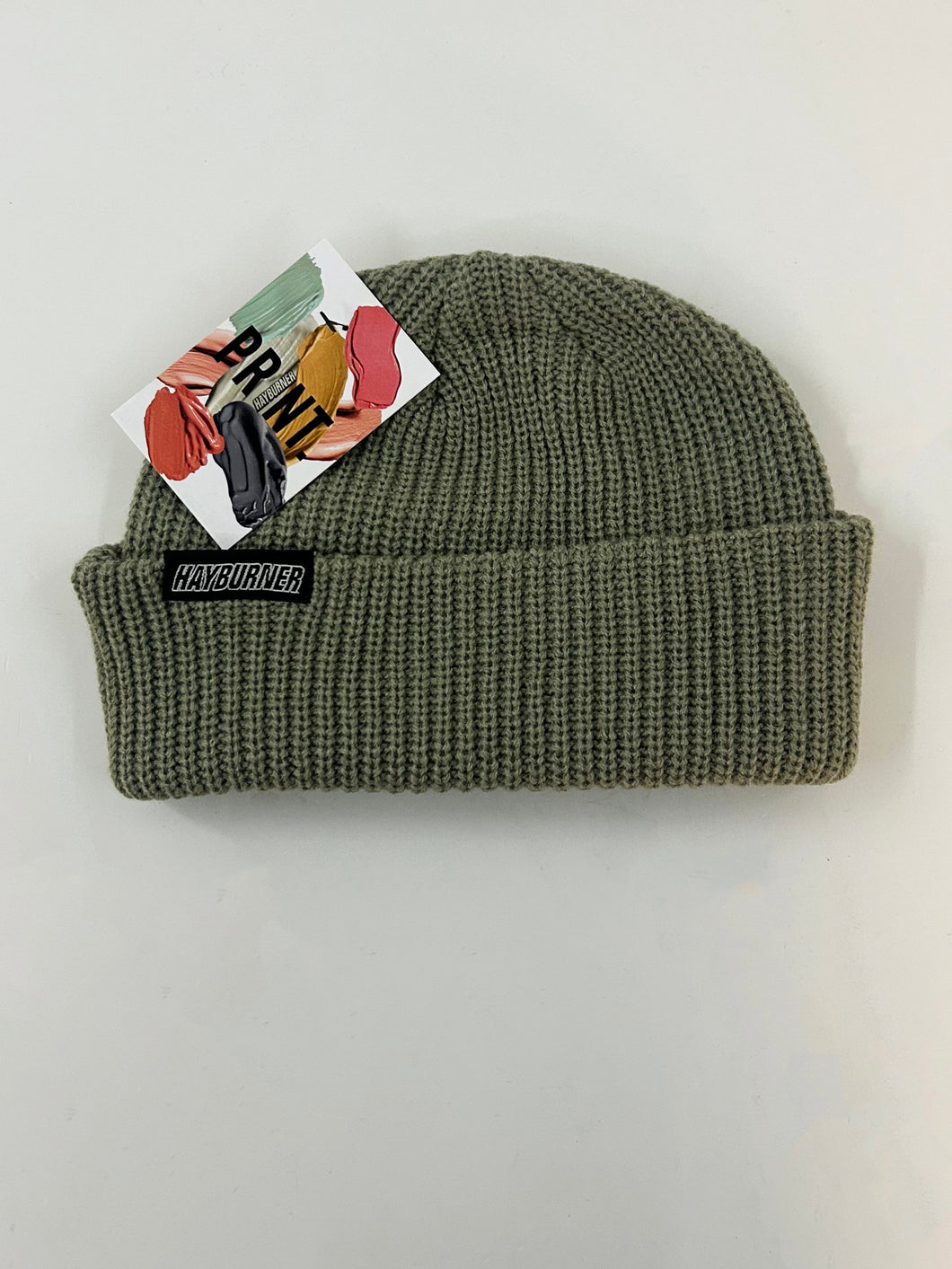 Sage fisherman style wide knit beanie