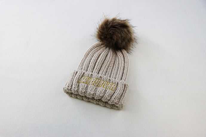 Infant Deluxe Pom Pom Hat with gold Logo