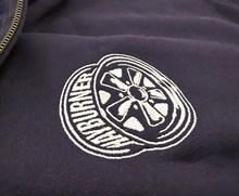 Load image into Gallery viewer, *NEW* NAVY ZIP UP EMBROIDERED FUCHS HOODED TOP