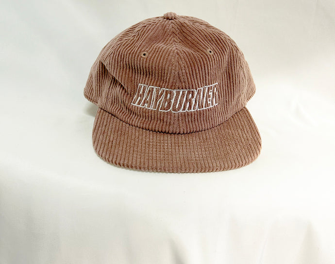 Cord Deluxe Cap in Hazy Pink with white logo