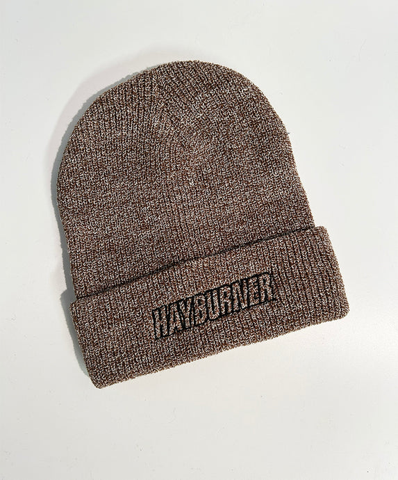 Oatmeal Folded Wooly Hat with black Logo