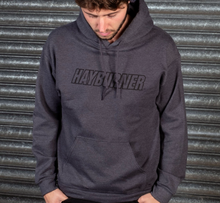 Load image into Gallery viewer, Dark Heather Grey with black Logo Hoodie