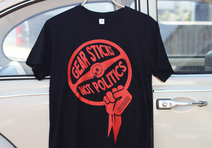 'GEARSTICKS - NOT POLITICS' tshirt