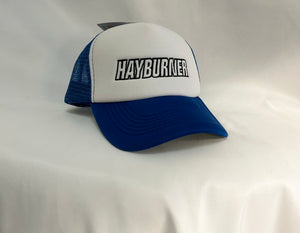 Royal Blue and White Trucker Cap with Black Logo