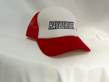 Load image into Gallery viewer, Red and White Trucker Cap with Black Logo