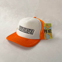 Load image into Gallery viewer, Kid&#39;s Orange/White Trucker Cap with embroidered black logo