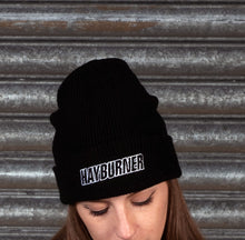 Load image into Gallery viewer, Black Folded Wooly Hat with white Logo